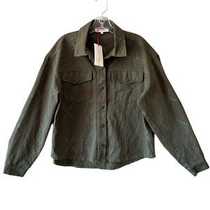 NEW Solitaire Anthropologie Hunter Green Jean Jacket